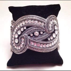 Metal cuff with rhinestone accents